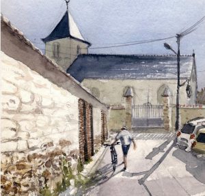 Aquarelle Philippe Dargent, Le mur de Mailly-Champagne