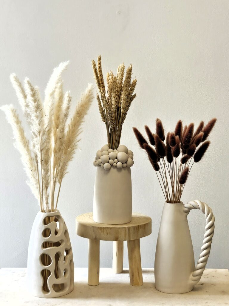 Vases en faïence blanche